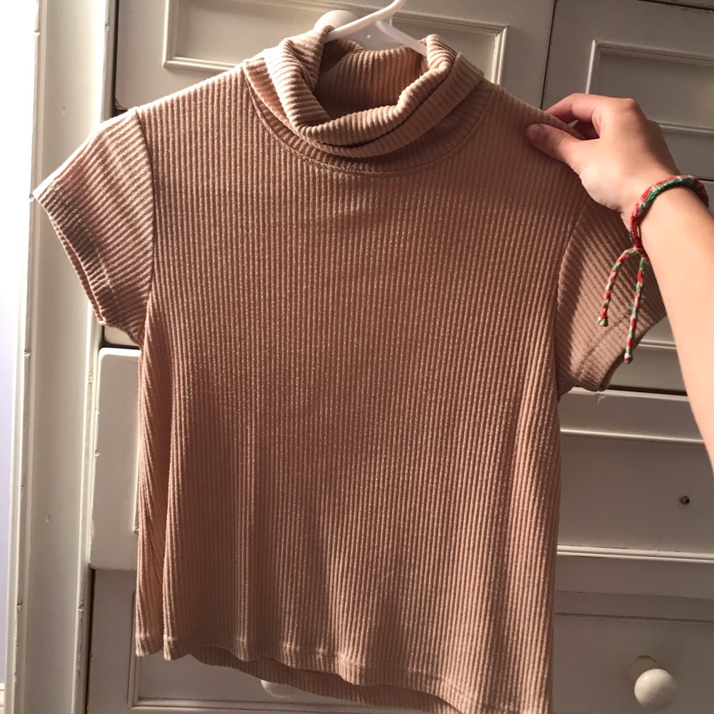 Brandy tan mock neck